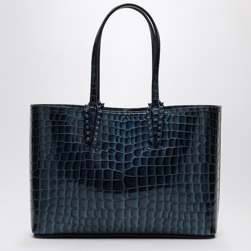 CHRISTIAN LOUBOUTIN Medium Patent Leather Tote Handbag with Spike Detailing