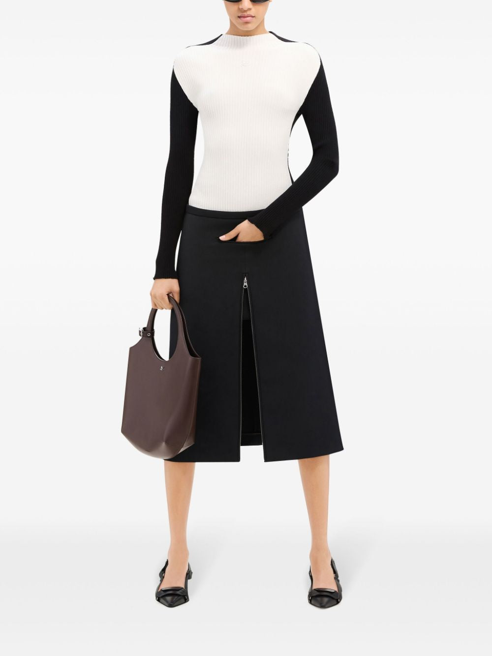 COURREGÈS Chic Midi Skirt with Zip Detail for Women