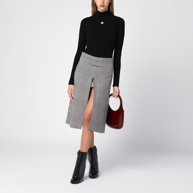 COURREGÈS  PRINCE OF WALES MOTIF ZIP SKIRT