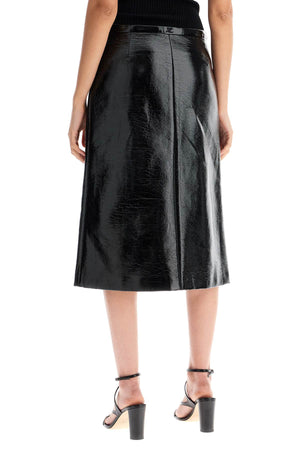 COURREGÈS Chic Vinyl Midi Skirt with Front Slit