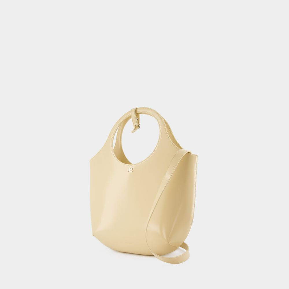 COURREGÈS Chic Medium Iced Yellow Leather Shoulder Bag