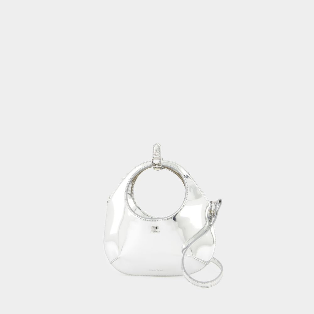 COURREGÈS Mini Holy Mirror Silver Leather Handbag