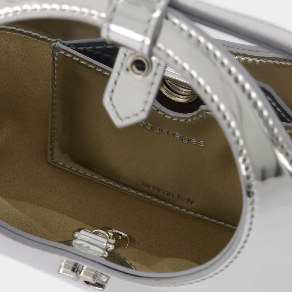 COURREGÈS Mini Holy Mirror Silver Leather Handbag