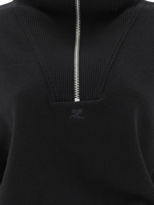 COURREGÈS Elegant Long Sleeve Trucker Half-Zip Sweater