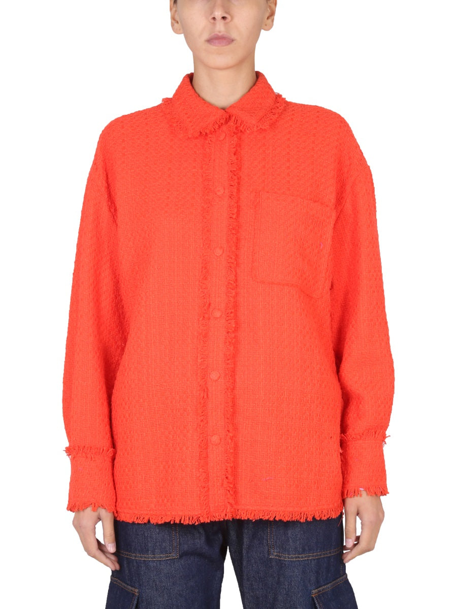 MSGM Fringe Detail Classic Collar Shirt for Women