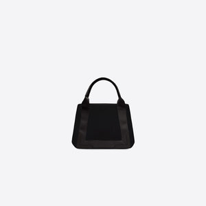 BALENCIAGA Women's Black Mini Basket Handbag with Top Handle - Cotton & Calfskin Blend for SS24