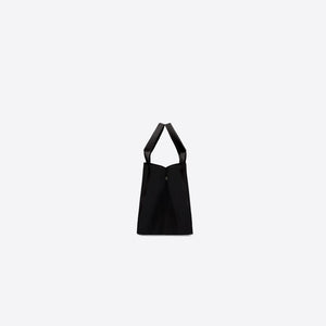 BALENCIAGA Women's Black Mini Basket Handbag with Top Handle - Cotton & Calfskin Blend for SS24