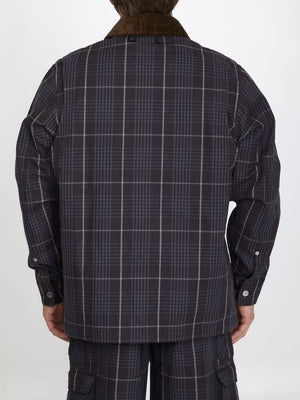 DIOR HOMME Men's Brown Checked Cotton Jacqaurd Jacket for FW23