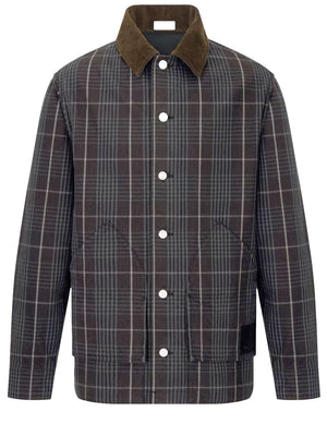 DIOR HOMME Men's Brown Checked Cotton Jacqaurd Jacket for FW23