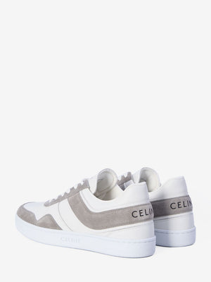 CELINE Luxury Trainer Sneakers in White and Grey Calfskin