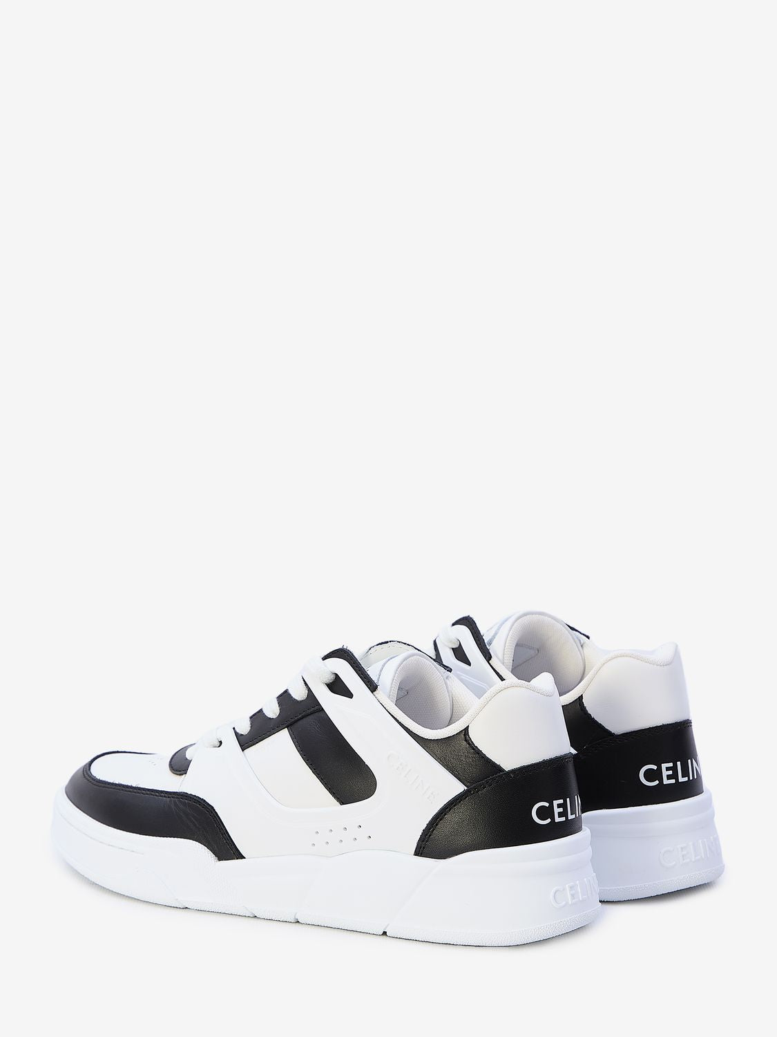 Men's White Calfskin Sneakers - Lace-Up Closure, Celine Signature, Rubber Sole