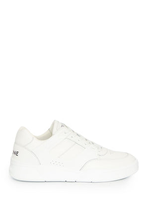 Men's White Calfskin Sneakers - Lace-Up Closure, Celine Signature, Rubber Sole