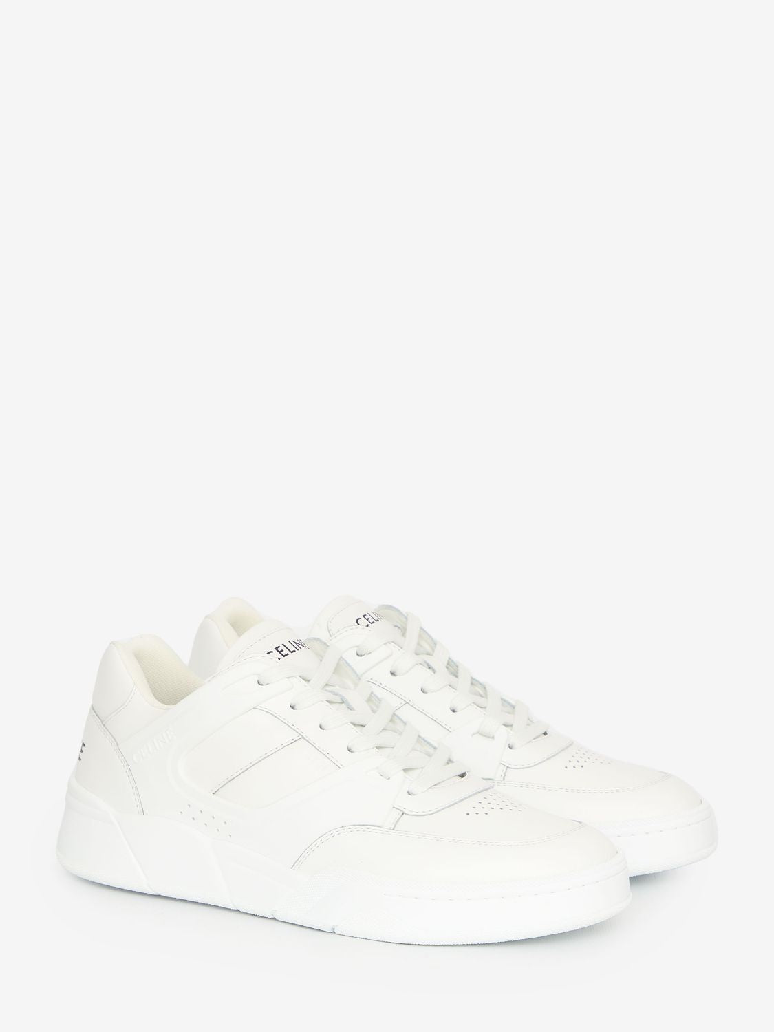 Men's White Calfskin Sneakers - Lace-Up Closure, Celine Signature, Rubber Sole