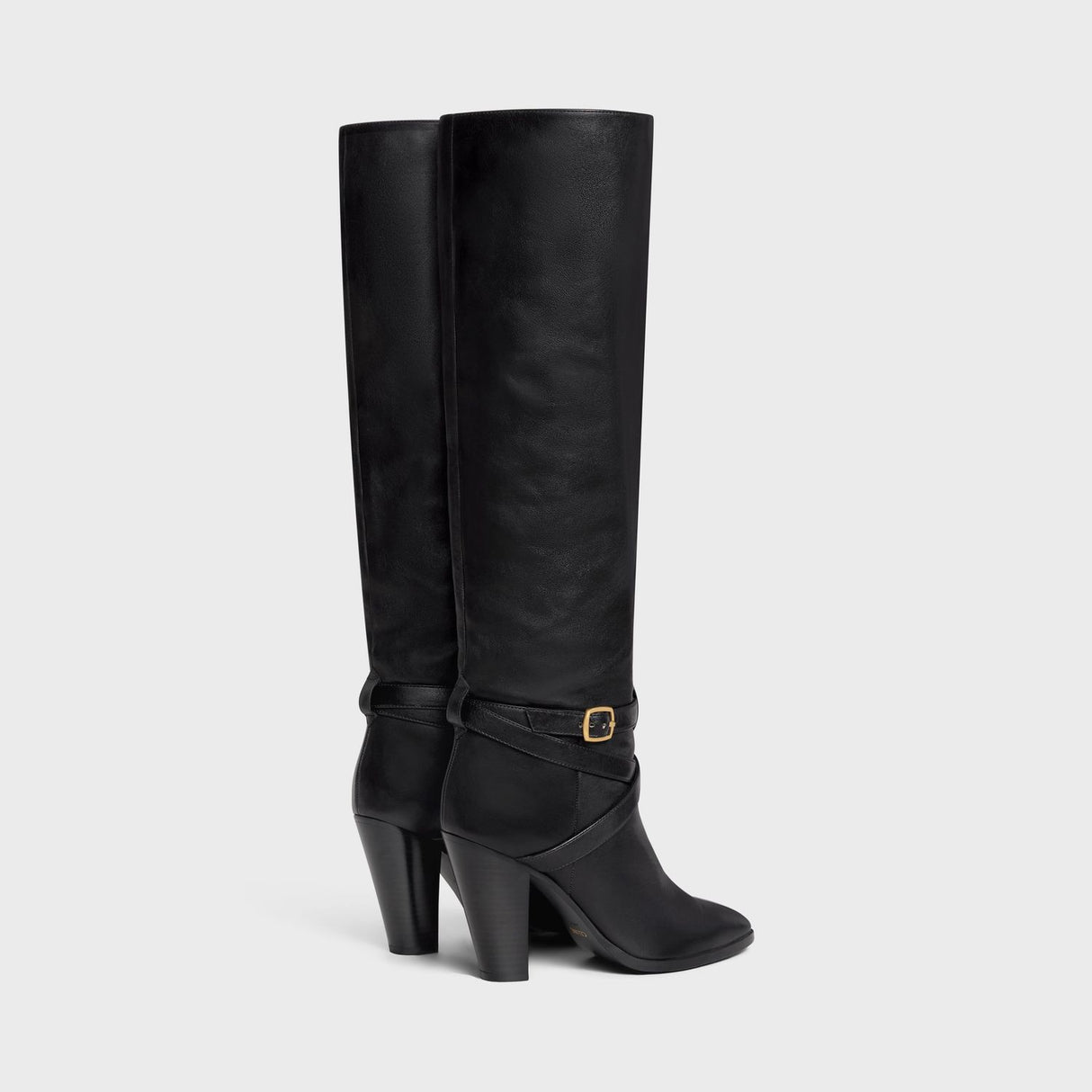 CELINE Wiltern Boots in Soft Black Calfskin with Straps Detailing - Women's