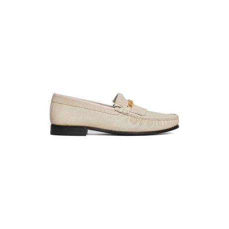 CELINE Fringe-Detail Lizard-Stamped Calfskin Loafer for Women