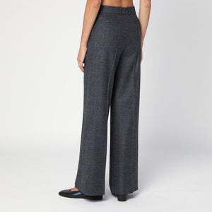 QUELLEDUE High-Waisted Grey Wool Wide Trousers