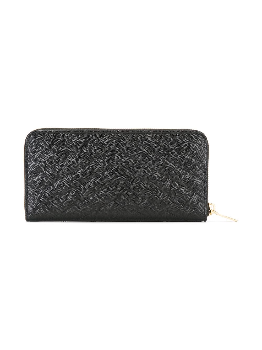 SAINT LAURENT Black Monogram Zip Around Wallet - Women's Small Leather Good for SS24