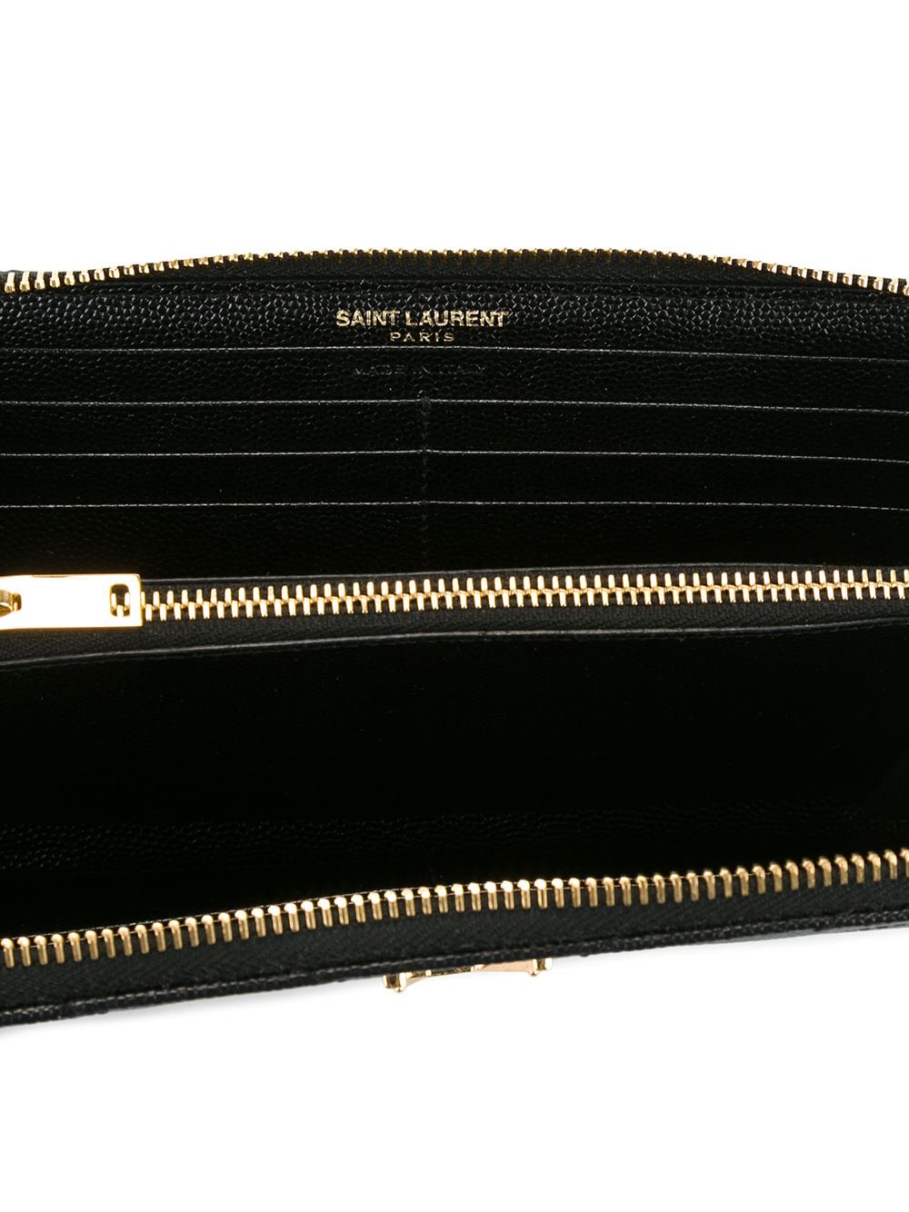 SAINT LAURENT Black Monogram Zip Around Wallet - Women's Small Leather Good for SS24