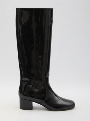 CELINE Triomphe High Calfskin Boots - 5.5cm Heel