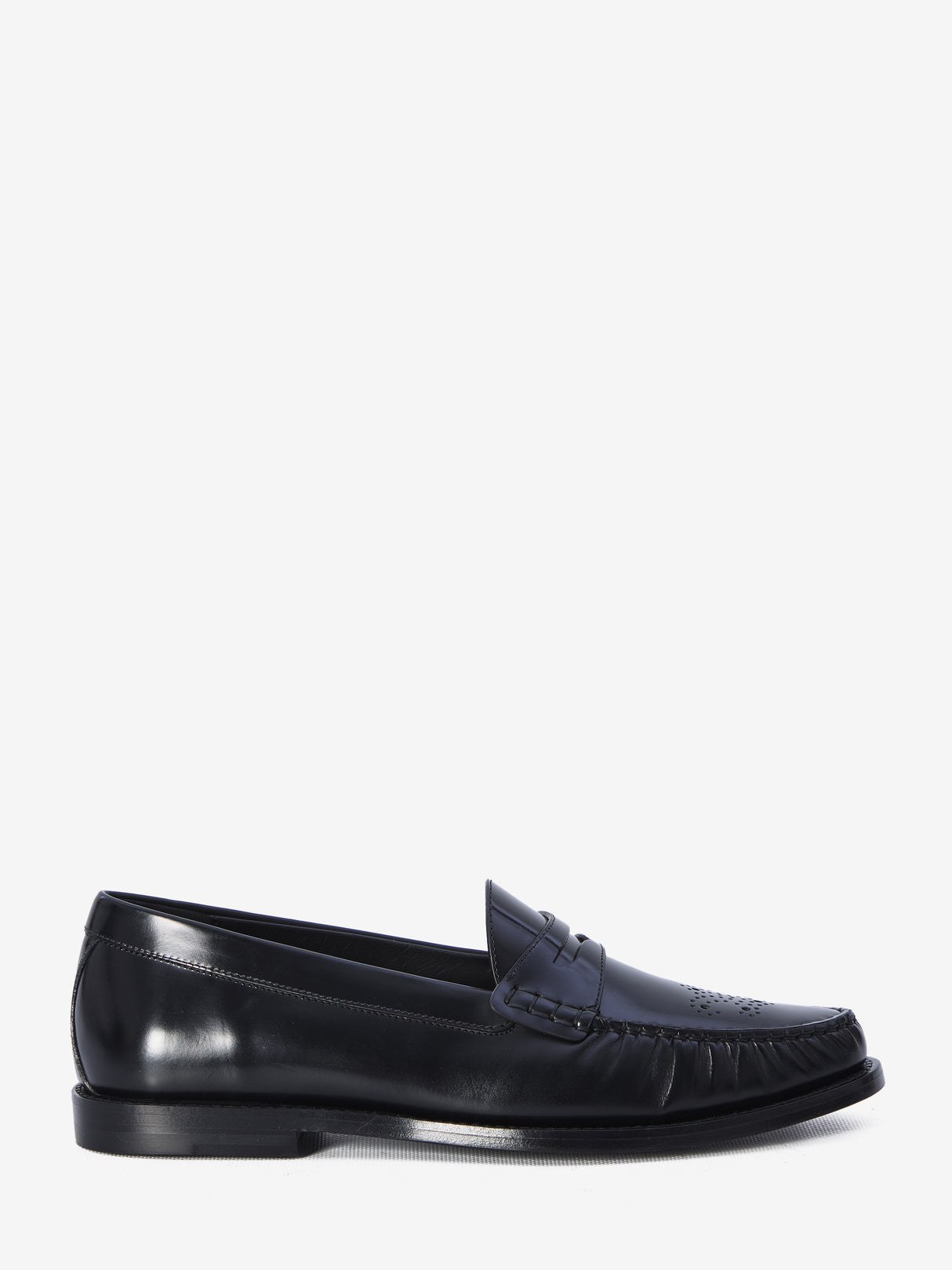 CELINE Men's Leather Loafers with Perforated Detail