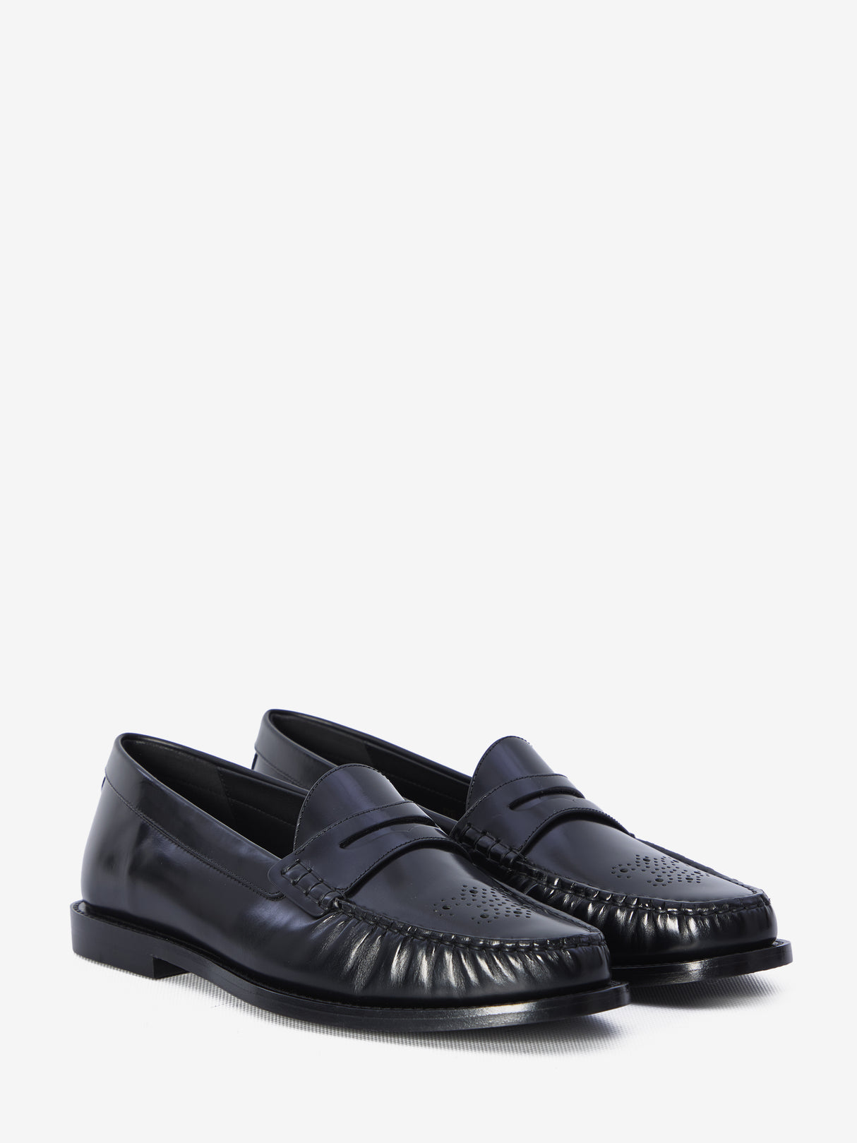 CELINE Men's Leather Loafers with Perforated Detail