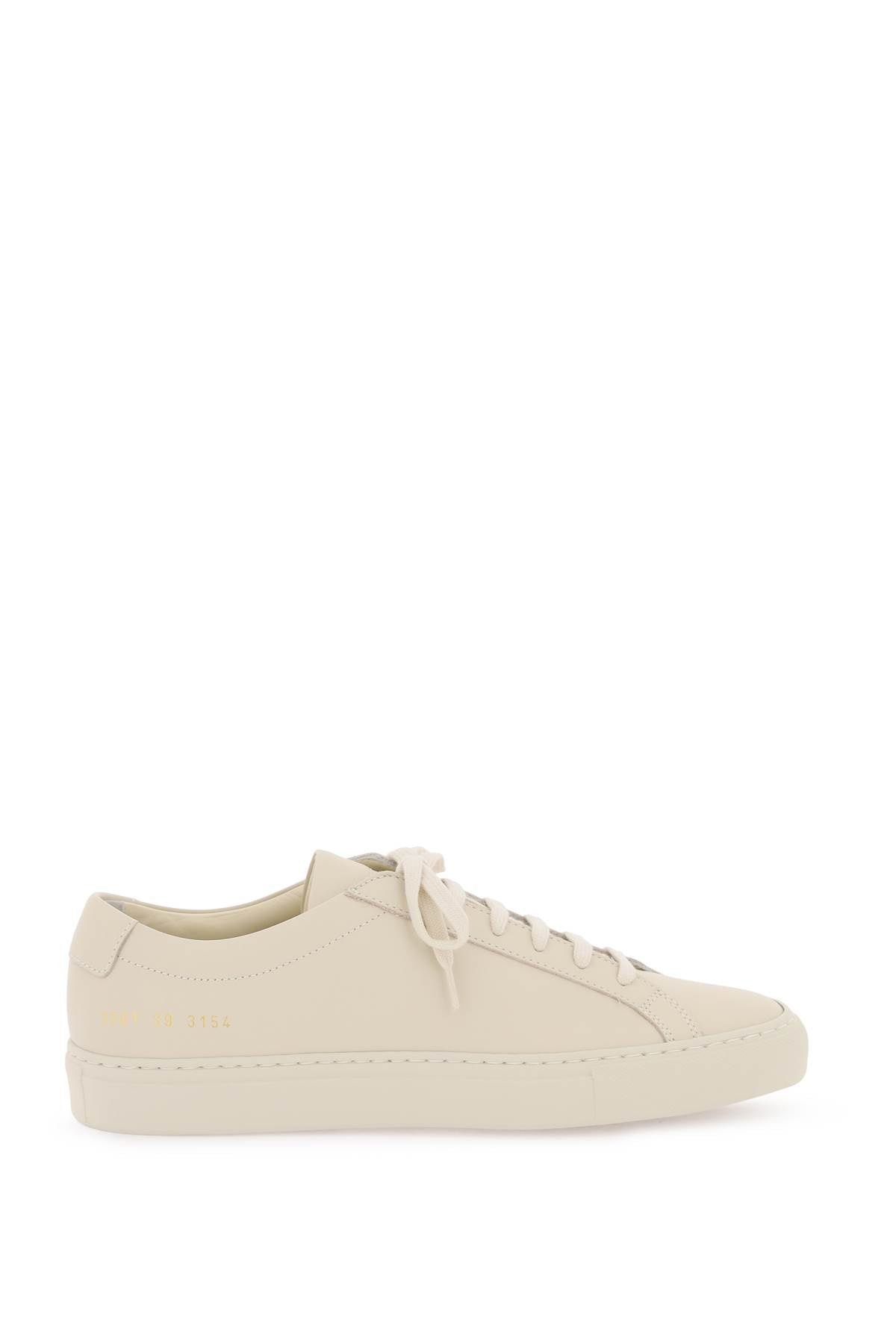 Beige Leather Sneakers with Gold-Tone Accents