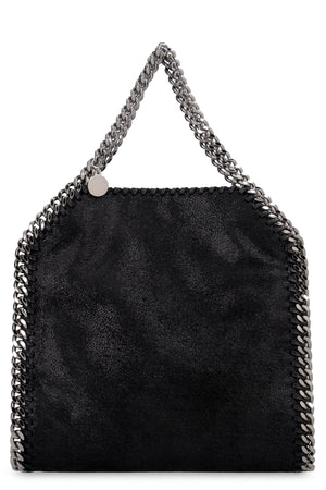 STELLA MCCARTNEY Mini Falabella Tote Handbag in Black with Silver-Tone Chain Detail and Vegan Fabric