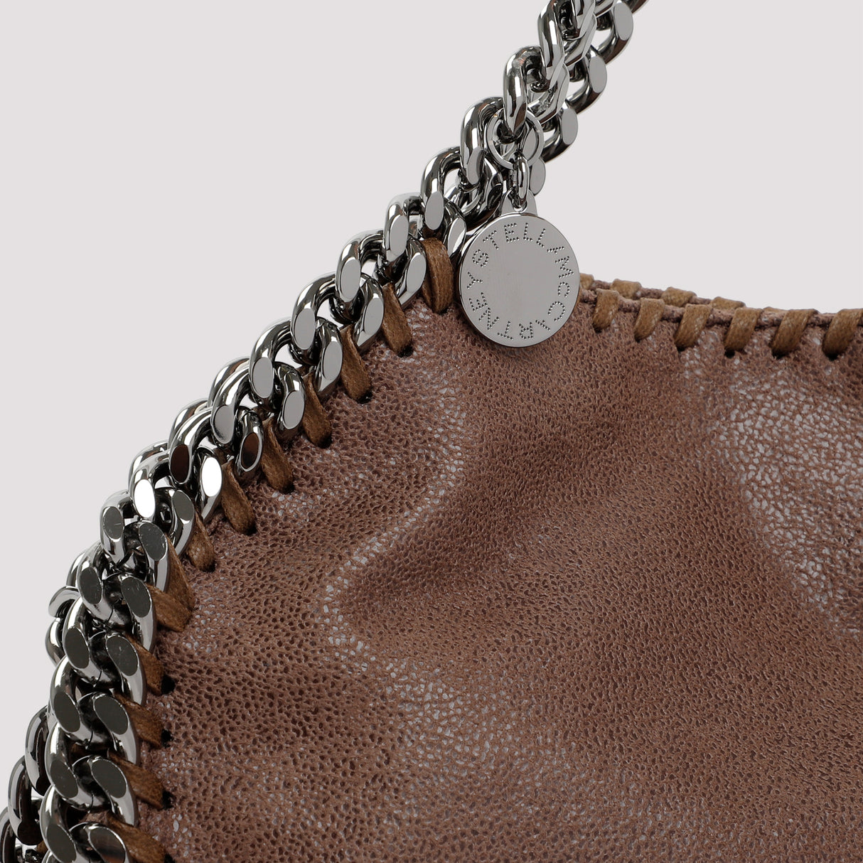 STELLA MCCARTNEY Mini Light Grey Eco-Leather Tote with Chunky Chain