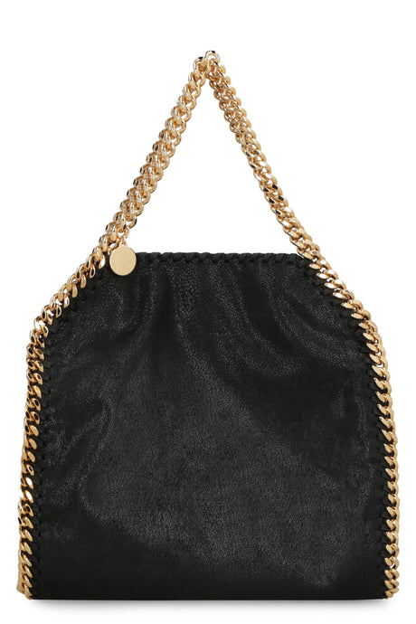 STELLA MCCARTNEY Black Shaggy Deer Mini Tote Handbag with Silver-Tone Chain - Versatile Two-Way Style, 26 cm