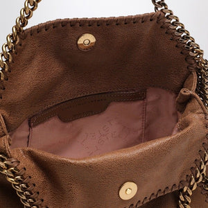 STELLA MCCARTNEY Pecan Brown Mini Tote with Gold Tone Chain – Synthetic Leather Handbag