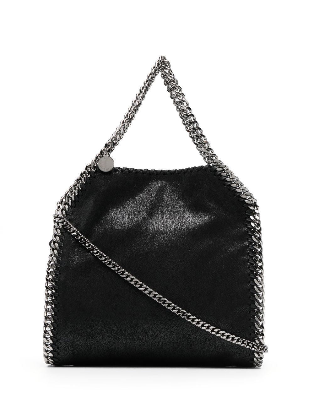 STELLA MCCARTNEY Mini Falabella Tote with Chain-Link Strap and Whipstitch Detail in Black