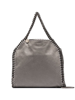 Gray Tote Handbag with Chain Shoulder Strap and Border for Women