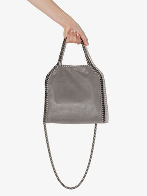 STELLA MCCARTNEY Mini Gray Falabella Tote with Chain Detail and Logo Lining