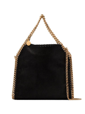 Glamorous Black Faux Leather Mini Falabella Tote Handbag