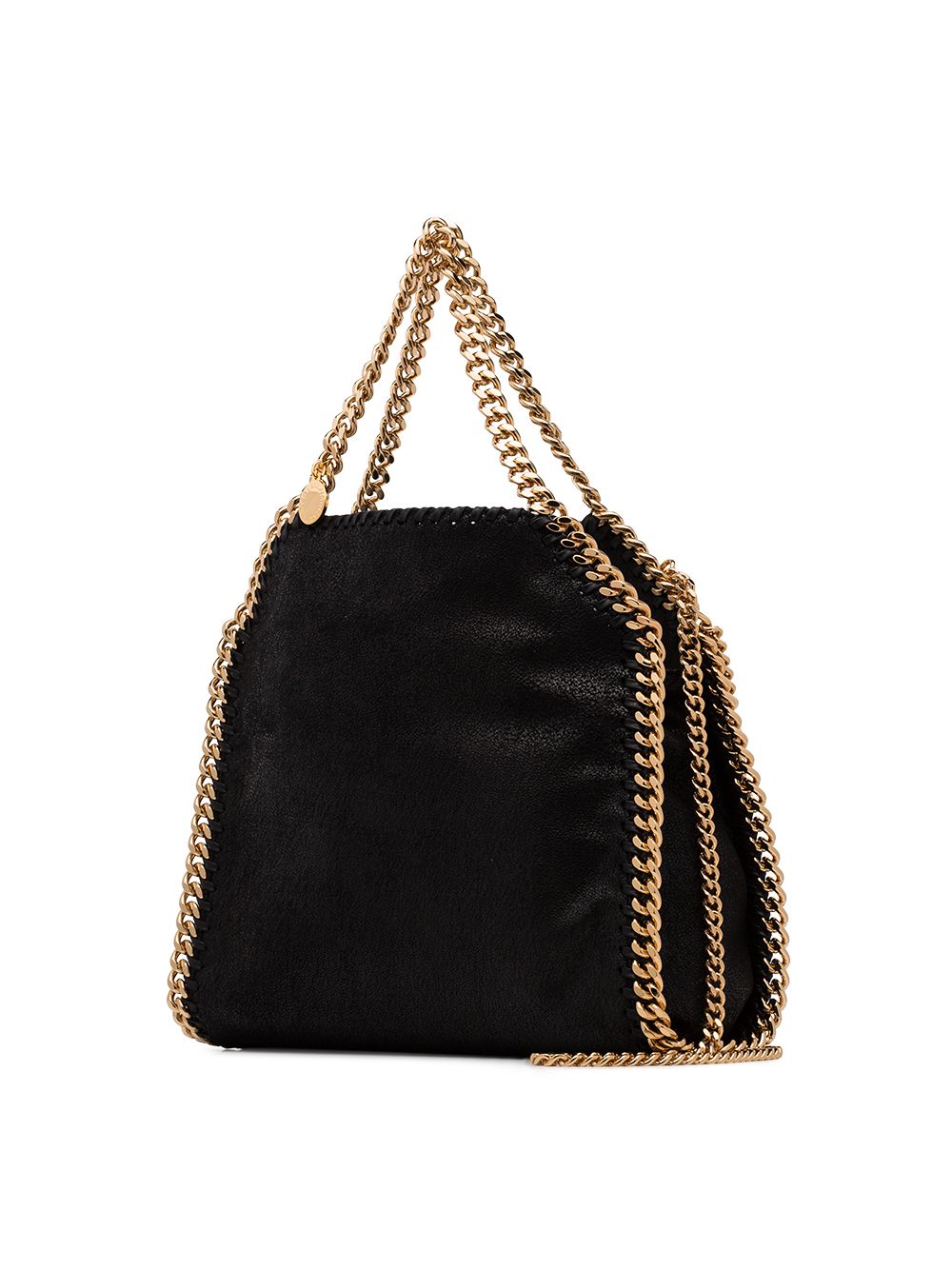 Glamorous Black Faux Leather Mini Falabella Tote Handbag