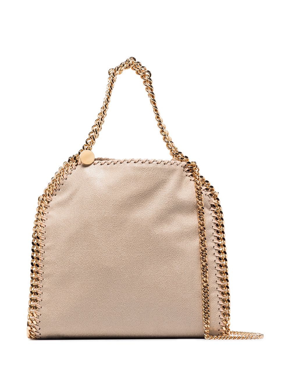 STELLA MCCARTNEY Mini Falabella Tote Handbag in Butter-Cream Beige with Chain Detail and Eco-Conscious Design