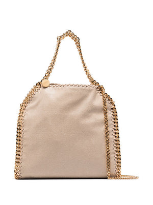 Butter-Cream Beige Faux-Leather Mini Falabella Tote Handbag for Women