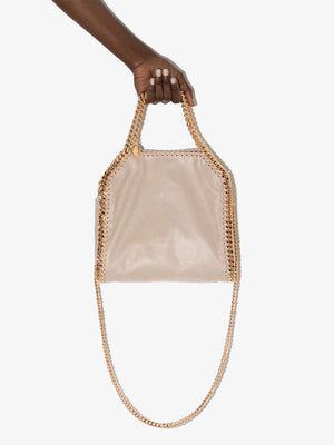 Butter-Cream Beige Faux-Leather Mini Falabella Tote Handbag for Women