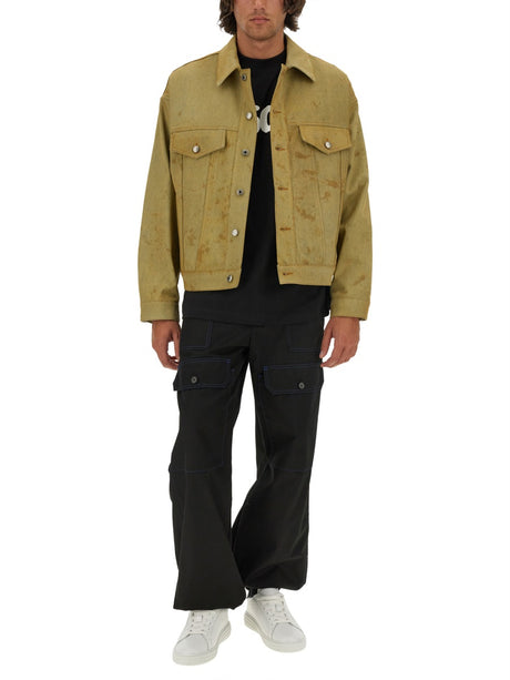 MSGM Regular Fit Denim Jacket for Men - Tea Dyed