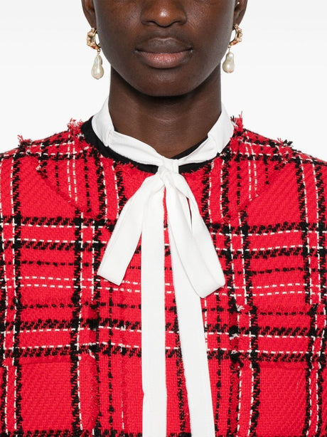 MSGM Chic Red Check Tweed Jacket