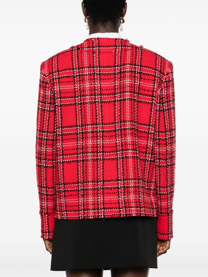 MSGM Chic Red Check Tweed Jacket