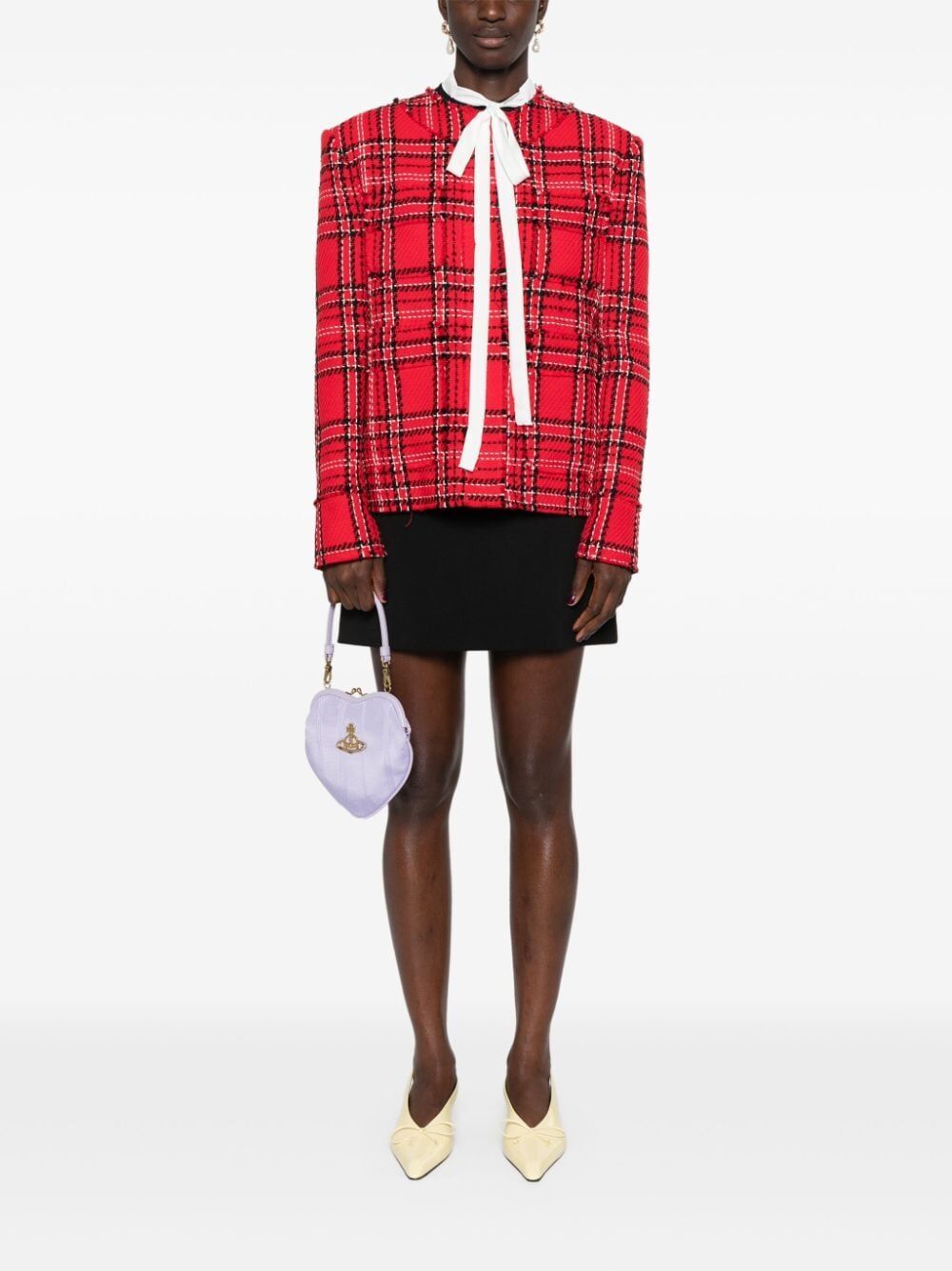 MSGM Chic Red Check Tweed Jacket