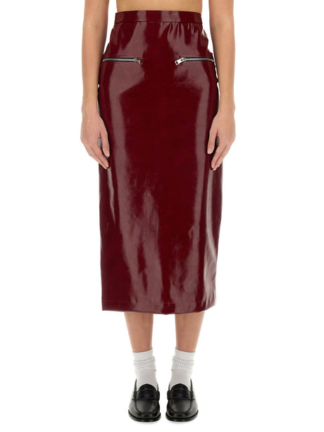 MSGM Chic Patent Leather Midi Skirt - Size S