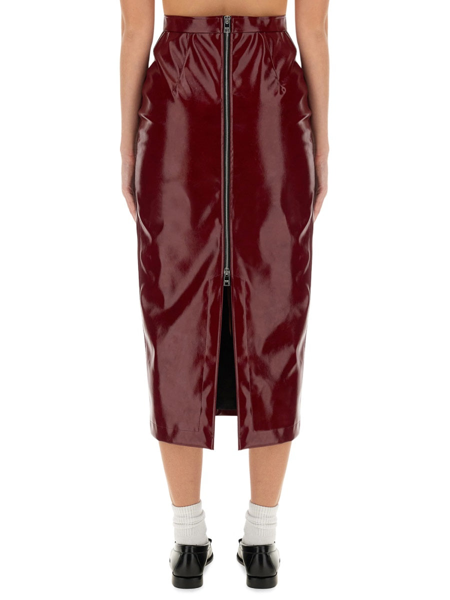 MSGM Chic Patent Leather Midi Skirt - Size S