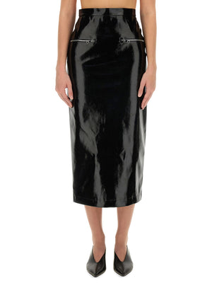 MSGM Chic Patent Leather Midi Skirt - Size S