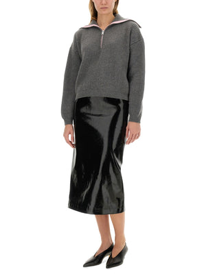 MSGM Chic Patent Leather Midi Skirt - Size S