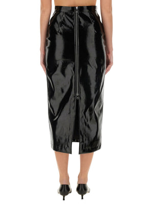 MSGM Chic Patent Leather Midi Skirt - Size S