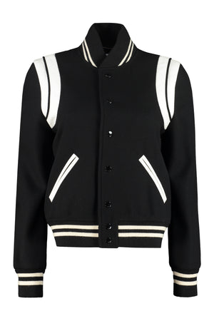 SAINT LAURENT Two-Tone Varsity Jacket for Women – FW23 Collection