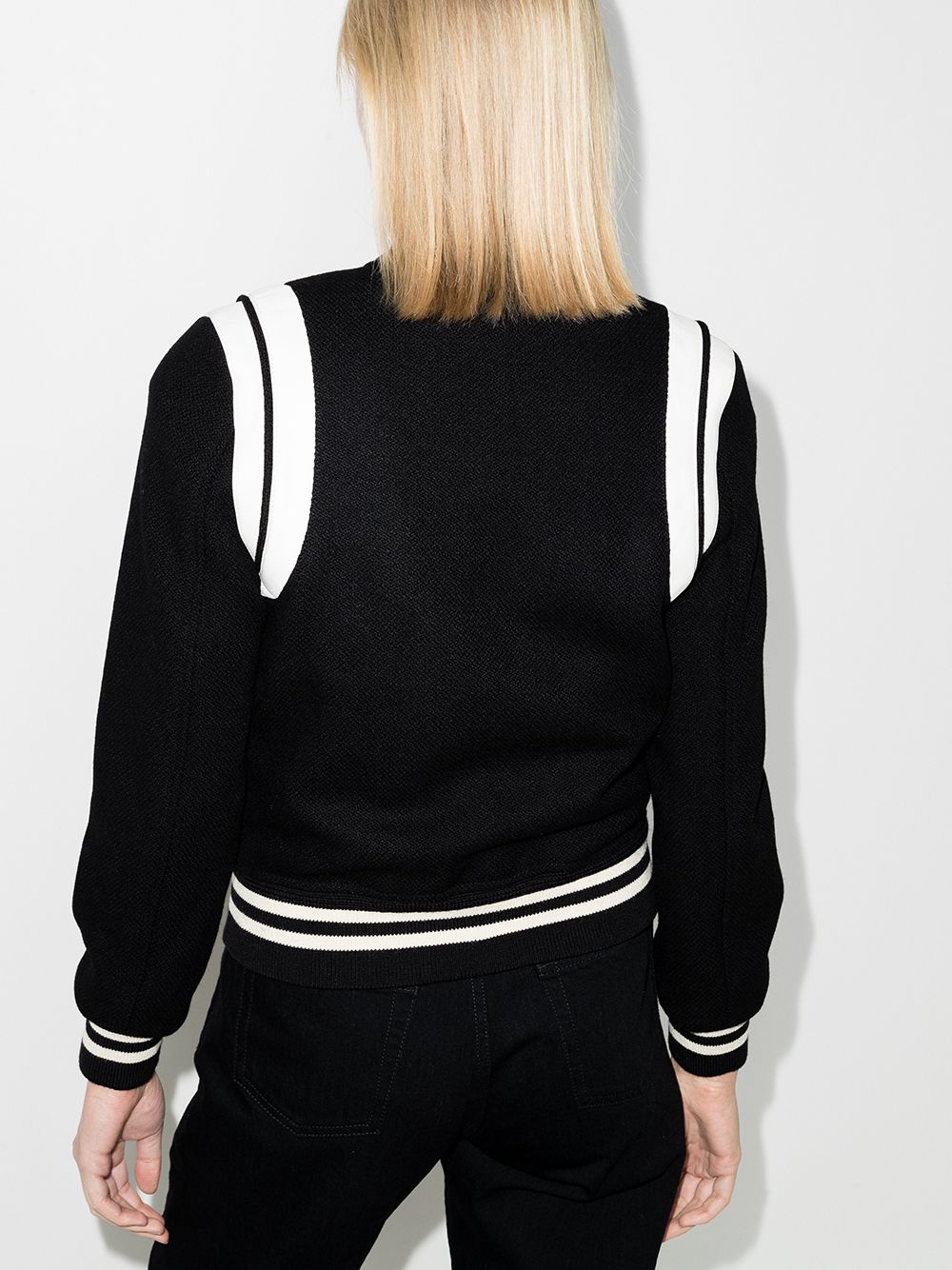 SAINT LAURENT Women's Two-Tone Wool Varsity Jacket