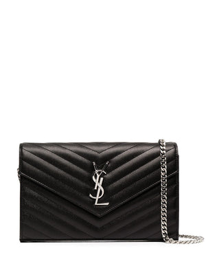 SAINT LAURENT Modern Black Chain Wallet - FW23 Collection